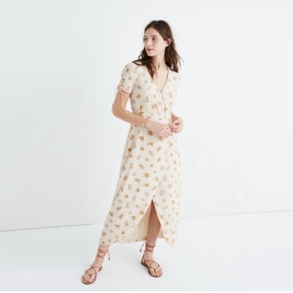 Madewell silk faux wrap dress in field bouquet